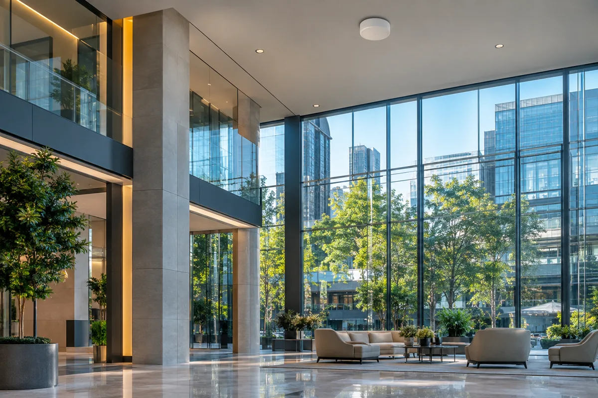 Discreet indoor ceiling antenna in a commercial atrium